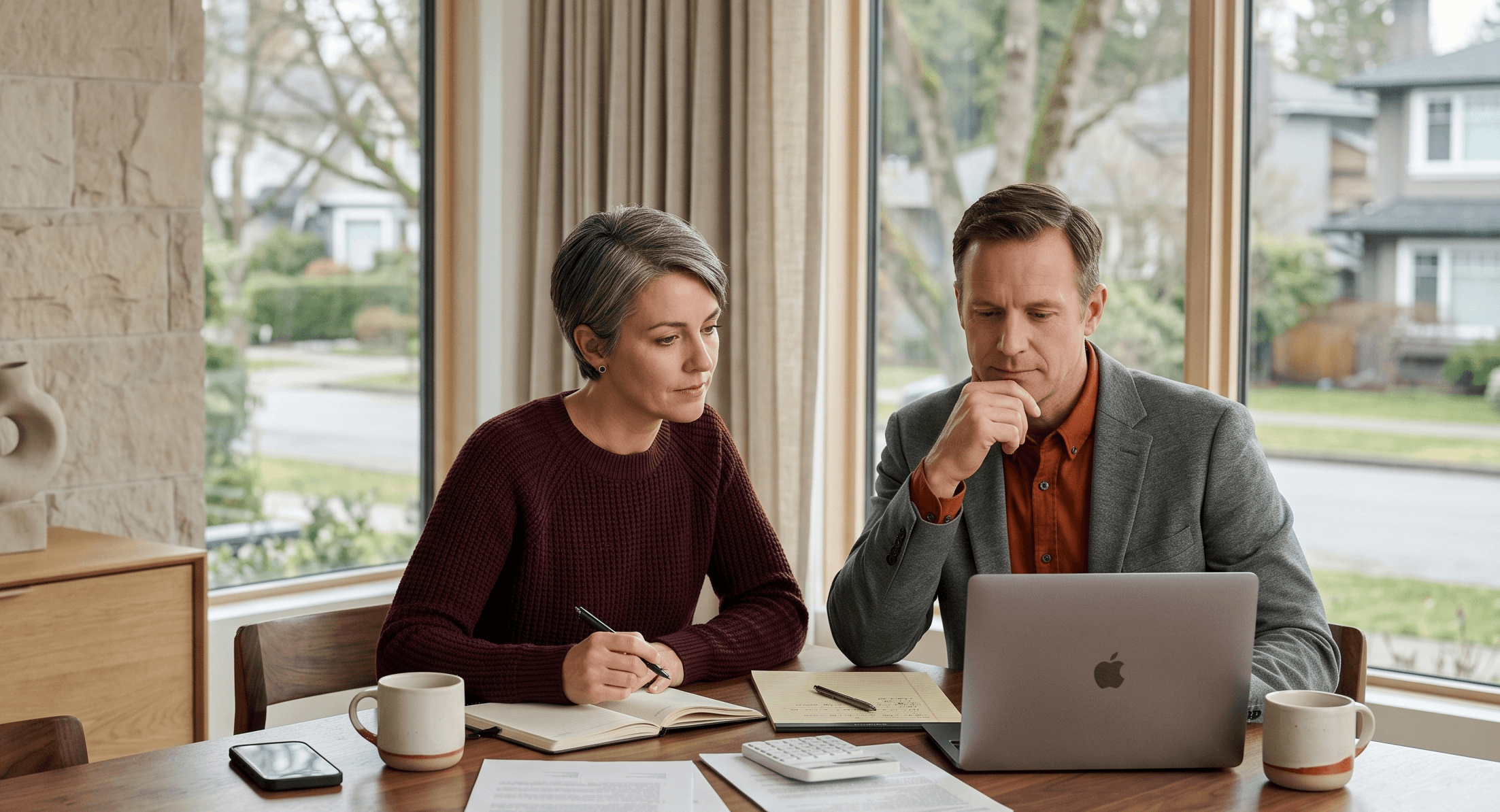 Comparison of Canadian mortgage rate types showing fixed, variable, and hybrid options with a callout for variable trigger rate risk.
